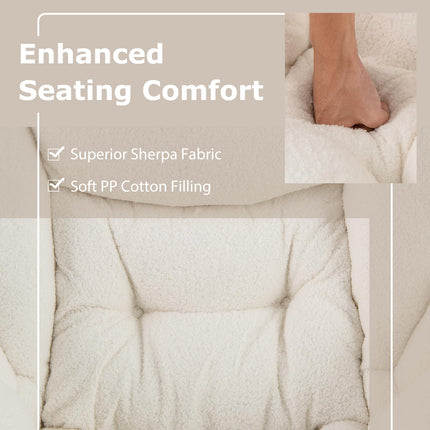 Dreamade Set of 1/2 Lazy Chair with Folding Ottoman, Modern Sherpa Accent Chair w/Armrests & Pocket