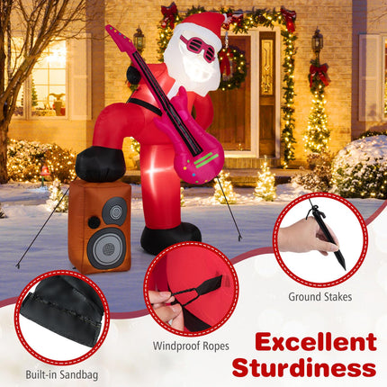 Dreamade 8.4FT Rocking Santa Inflatable with Guitar | Animated Christmas Decoration