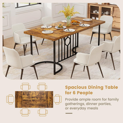 Dreamade 71 Inch Large Dining Table for 6-8 People, Farmhouse Rectangular Kitchen Table with Metal Frame