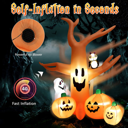 DREAMADE 8FT Halloween Inflatable Tree with Pumpkins Ghost and Owl Figure