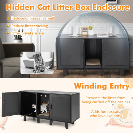 Dreamade Cat Litter Box Enclosure - Cat Washroom Hidden Furniture with 2 Storage Cabinets