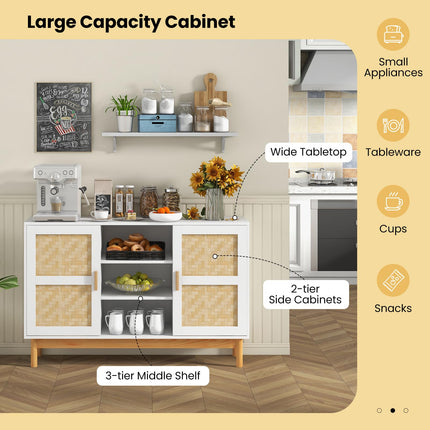 Dreamade Buffet Sideboard, Kitchen Storage Cabinet with 3 Open Shelves & 2 Side Cabinets