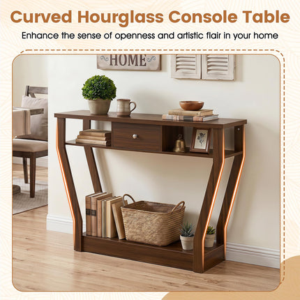 Dreamade 43" Modern Console Table with Drawer & Storage Shelf