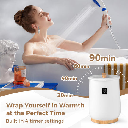 Dreamade Towel Warmer Bucket, 20L Large Hot Towel Heater with Wood Handle