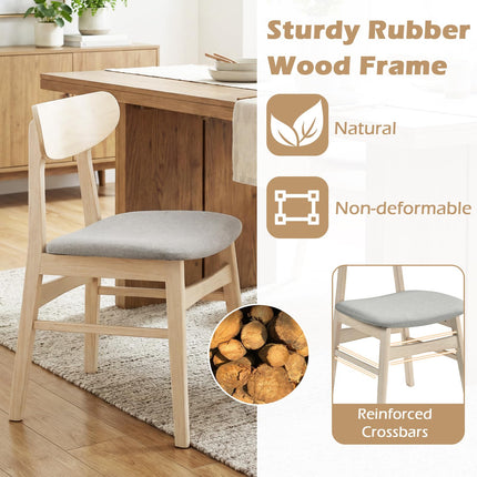 Dreamade Wooden Dining Chairs Set of 2/4 Upholstered Kitchen Chairs with Rubber Wood Legs