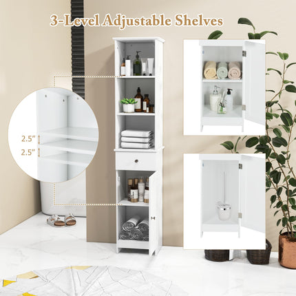 Dreamade Narrow Floor Storage Cabinet with Adjustable Shelves