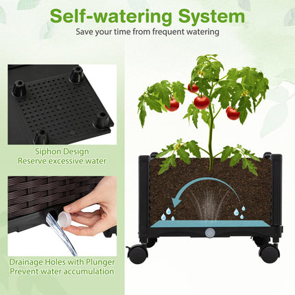 Dreamade 5FT Self-Watering Tall Raised Garden Bed w/Wheels