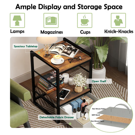 Dreamade Industrial Nightstand with Storage Drawer for Bedroom
