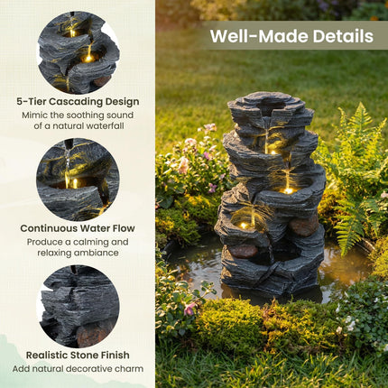 Dreamade 5-Tier Water Fountain Outdoor for Patio