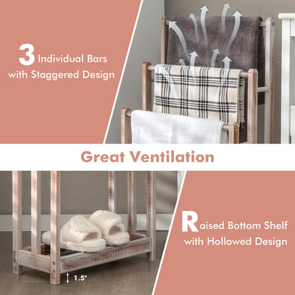 Dreamade Towel Rack for Bathroom - 3 Tier Freestanding Towel Racks with Storage Shelf