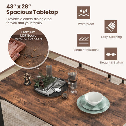 5 Piece Dining Table Set Industrial Style Kitchen Table and Chairs for 4-Rustic Brown