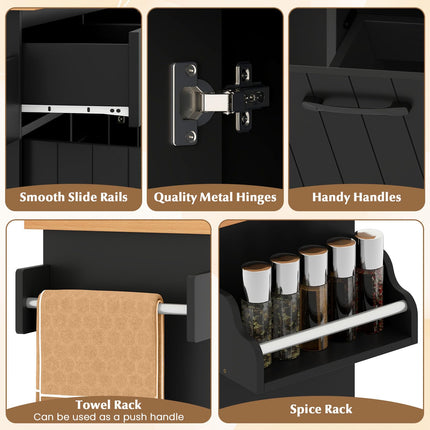 Dreamade Kitchen Island w/Trash Bag Storage