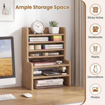 Dreamade Desktop Bookshelf | 16.5" Desk Hutch Dorm with Open Cubes