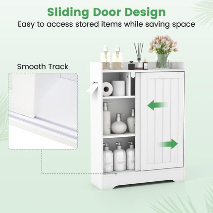 Dreamade Bathroom Slim Storage Cabinet w/2 Sliding Doors & Adjustable Shelves