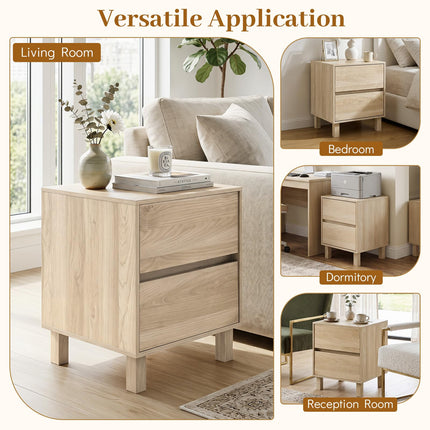 Dreamade Modern Wood Night Stand w/2 Storage Drawers (1/2)