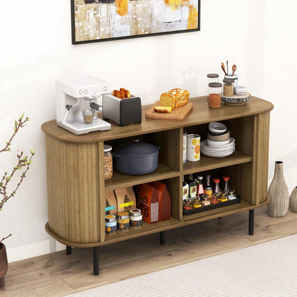 Dreamade Kitchen Storage Cabinet, 47” Buffet Cabinet with Storage, Wooden Sideboard w/ 2 Sliding Tambour Doors