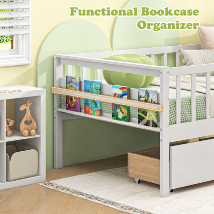 Dreamade Twin Daybed with Drawers, Wooden Twin Bed Frame with Side Storage & Slats Support
