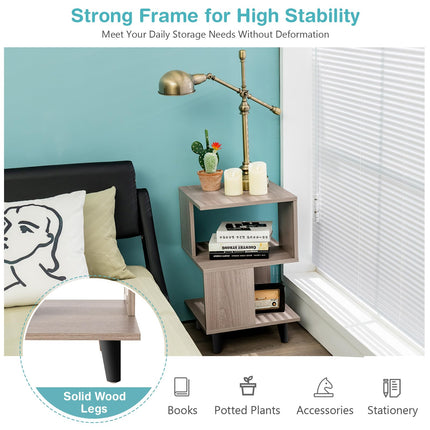 Dreamade 3-Tier Geometric Bookshelf Set of 2 with Open Storage Shelves
