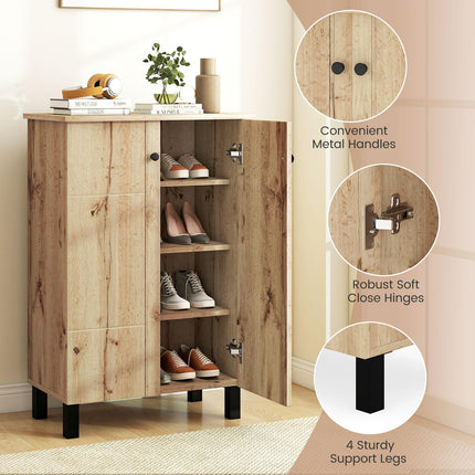 Dreamade Shoe Cabinet with Doors 4-Tier Narrow Shoe Rack Cabinet