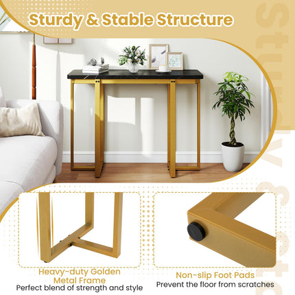 Dreamade Console Table 42" Modern Faux Marble Foyer Table with Geometric Metal Frame