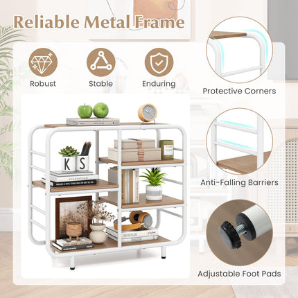 Dreamade 5-Tier Industrial Bookcas Book Shelf Storage Organizer with Metal Frame