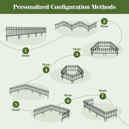 Dreamade No Dig Decorative Metal Garden Fence with Fleur-de-Lis Finials