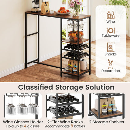 Dreamade 48" Bar Table with Storage Shelves for Kitchen Living Room Dinette