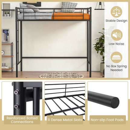 Dreamade Metal Loft Bed Twin Size, Heavy Duty Metal Loft Bed Frame