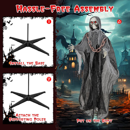 Dreamade 6.4 FT Halloween Animatronic Standing Grim Reaper, Halloween Decoration with Chain