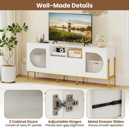 Dreamade White TV Stand for TVs up to 70" Modern Entertainment Center with Power Outlets