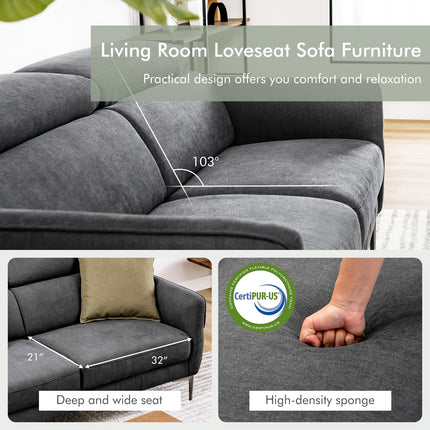 Dreamade Couch, Upholstered Loveseat with Lift-up Headrest and Metal Legs