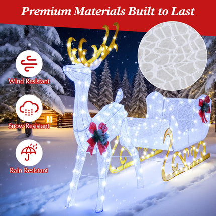 Dreamade Lighted Christmas Reindeer and Sleigh w/ 215 LED Lights