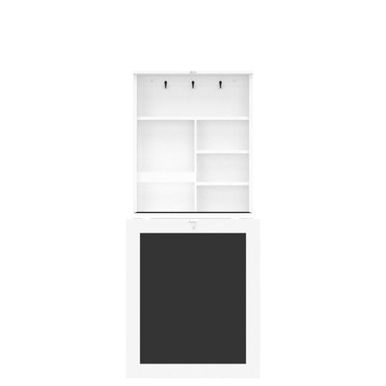 Dreamade Foldable Wall Mounted Desk with Storage Shelves Hooks & Chalkboard