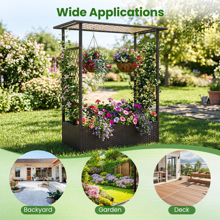 Dreamade Raised Garden Bed with Trellis & Hanging Roof