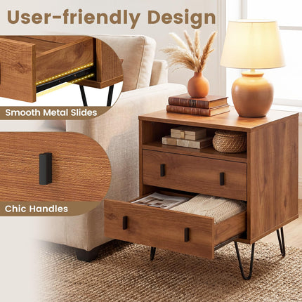 Dreamade Night Stand with 2 Drawers for Bedroom Home Office