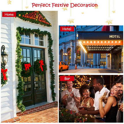 Dreamade 9FT Pre-lit Christmas Garland, Artificial Christmas Pine Rattan w/Timer - DreamadeUS