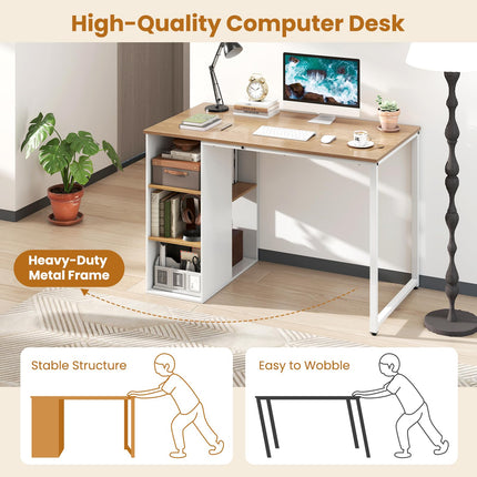 Dreamade Computer Desk with Storage Shelves for Bedroom