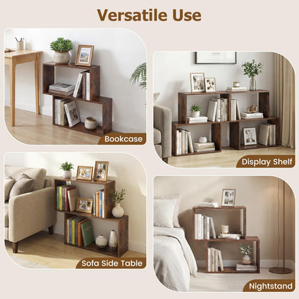 Dreamade Geometric Bookcase Side Table with Open Storage