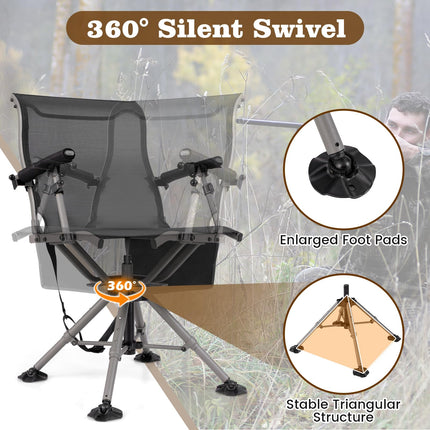 DREAMADE Hunting Chair with Gun Rest 360°Swivel Blind Chair