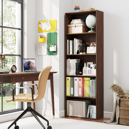 Dreamade 5-Tier Bookshelf Freestanding Tall Bookcase with 5 Open Compartments