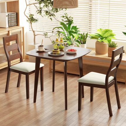 Dreamade Wooden Square Kitchen Table and 2 Chairs with Padded Seat