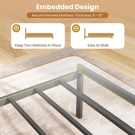 Dreamade Full Size Industrial Metal Bed Frame with LED Lights & Charging Station