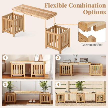 Dreamade 2-in-1 Outdoor Bench with 2 Raised Garden Beds