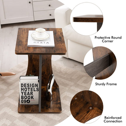 Dreamade End Table, 2 Tier Side Table, Sofa Couch Table for Small Space