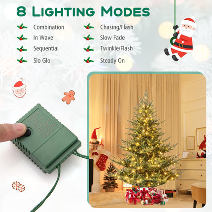 Dreamade 6FT / 7FT Pre-Lit Artificial Christmas Tree with PVC & PE Mixed Branch Tips
