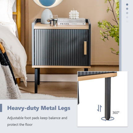 Dreamade Nightstand with Storage, Bedside Table with Single Door Cabinet, Small Space, Gray