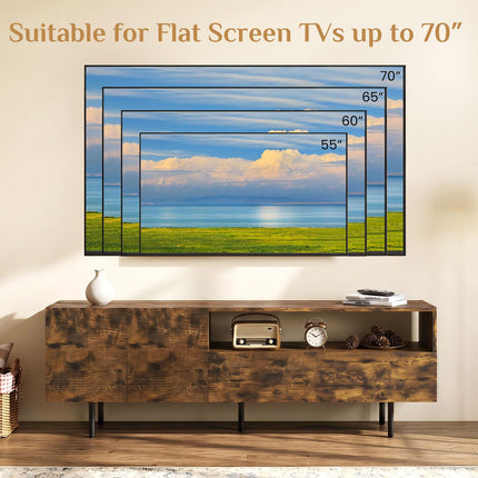 Dreamade Wooden TV Stand for TVs up to 70" with Storage Cabinet