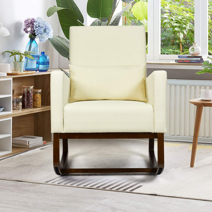 Dreamade Upholstered Rocking Chair, Modern High Back Armchair