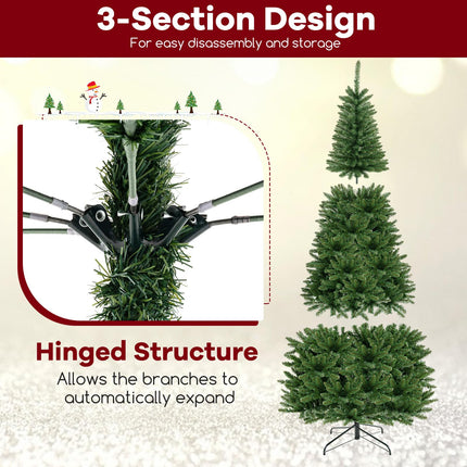 Dreamade 8 FT 270° Pre-Lit Corner Christmas Tree for Wall, Artificial Hinged Xmas Tree with 360 Warm White LED Lights