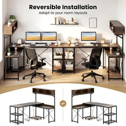 Dreamade 62" L-Shaped Computer Desk with Power Outlets